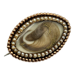 Antique Victorian Georgian 14ct Gold Seed Pearl Mourning Brooch