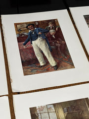 16 Antique Coloured Prints Of Charles Dickens Characters