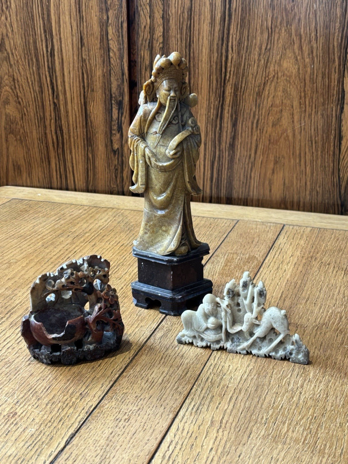 3 Antique Chinese Soapstone Figures