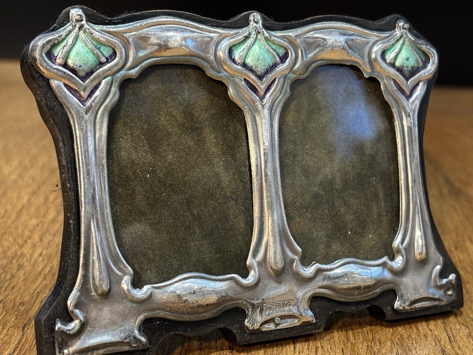 Art Noveau Style Silver Double Photo Frame