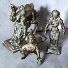 3 Antique Brass Figures