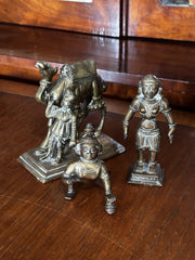 3 Antique Brass Figures