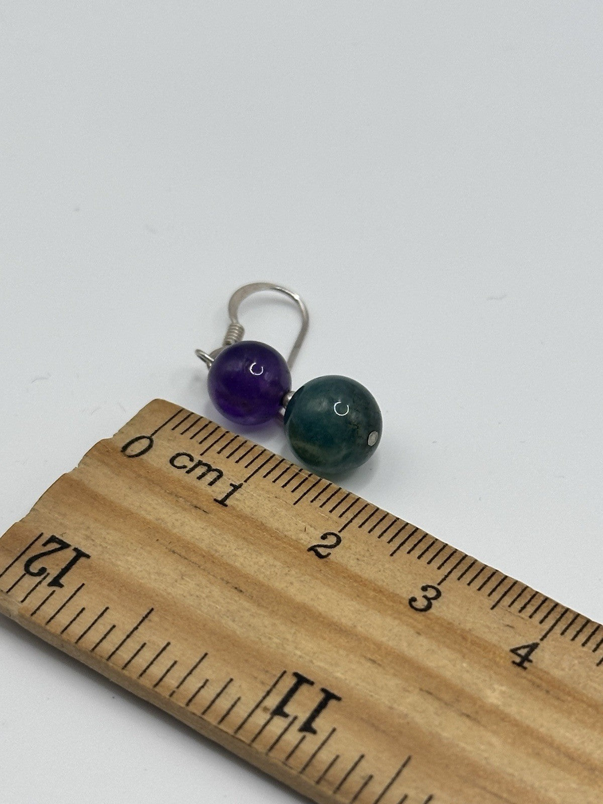 Amethyst And Moss Agate Beaded Necklace And Sterling Silver Earring Set