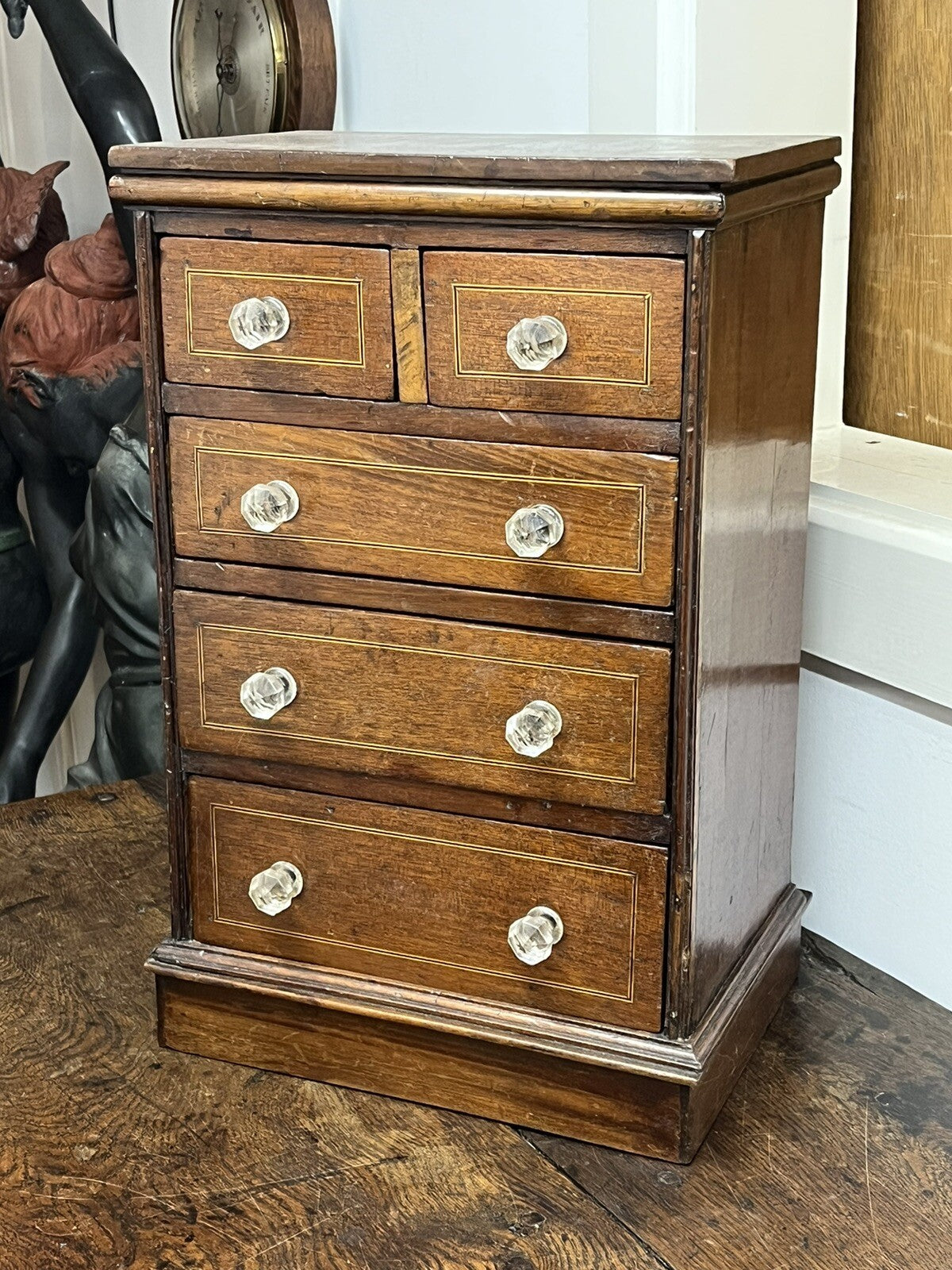 Antique Inlaid Table Top Jewellery/ Trinket Or Collectors Drawers.