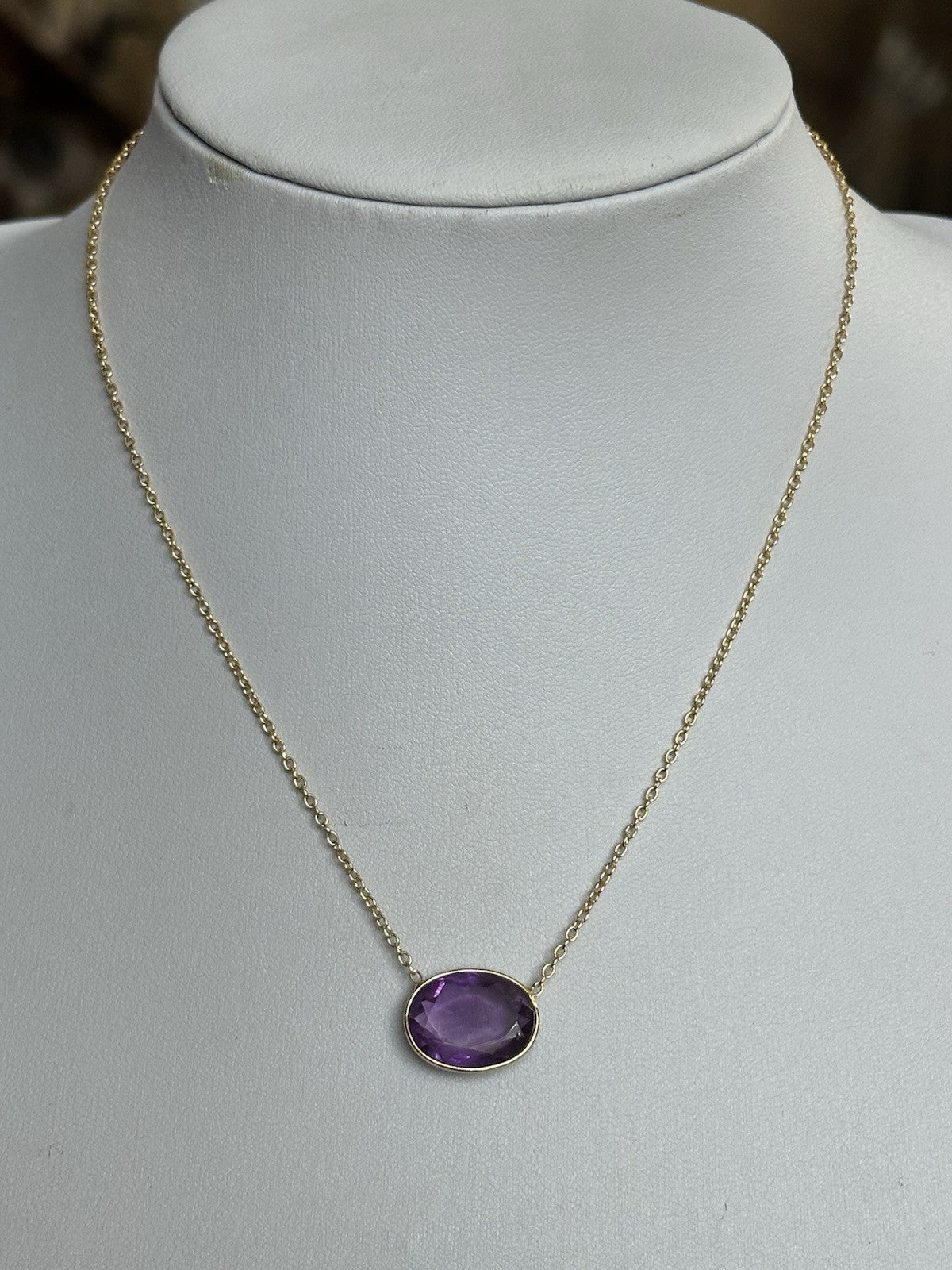 18k Gold Vermeil Plated On 925 Silver Amethyst Necklace