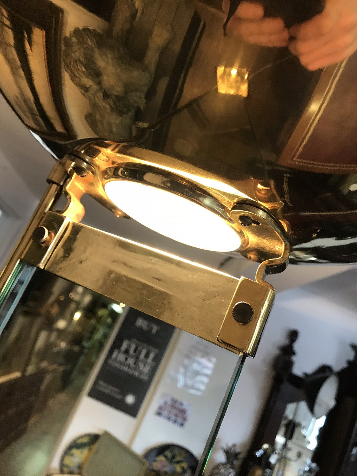 1980's Modernist Designer Glass And Brass Lamp