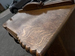 Art Deco Oak Sideboard. Circa 1930's. Carved With Flowers . Lots Of Storage.