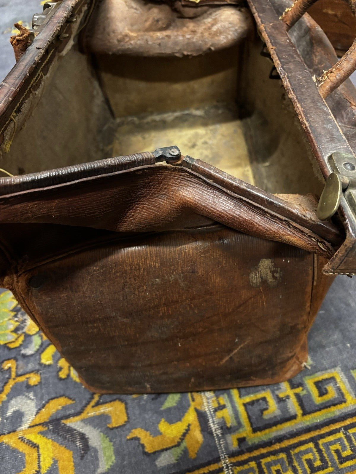 Antique Collection Of Luggage, Trunk, Hat Box & Bag.