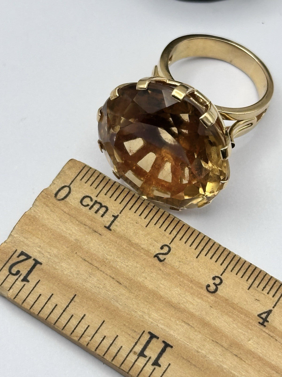 Antique French 18ct Gold Citrine Statement Ring 21.25g