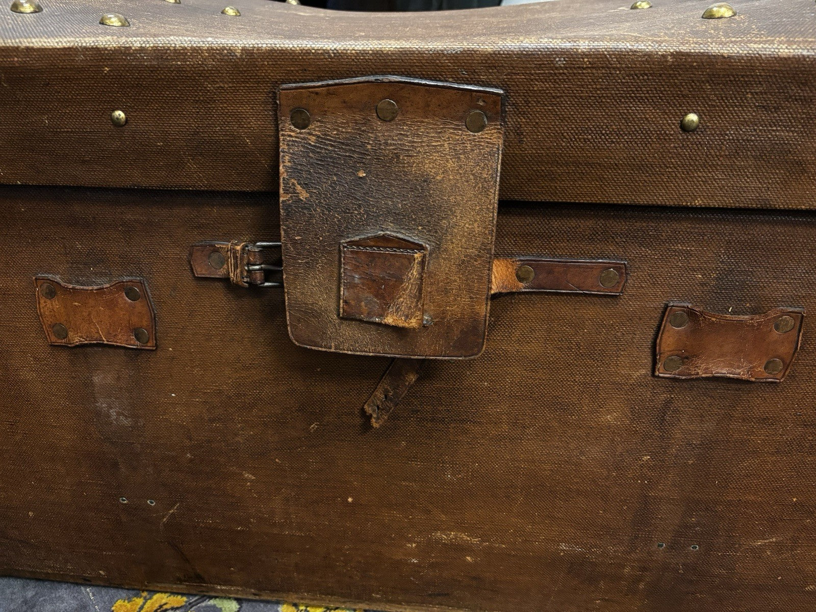 Antique Collection Of Luggage, Trunk, Hat Box & Bag.