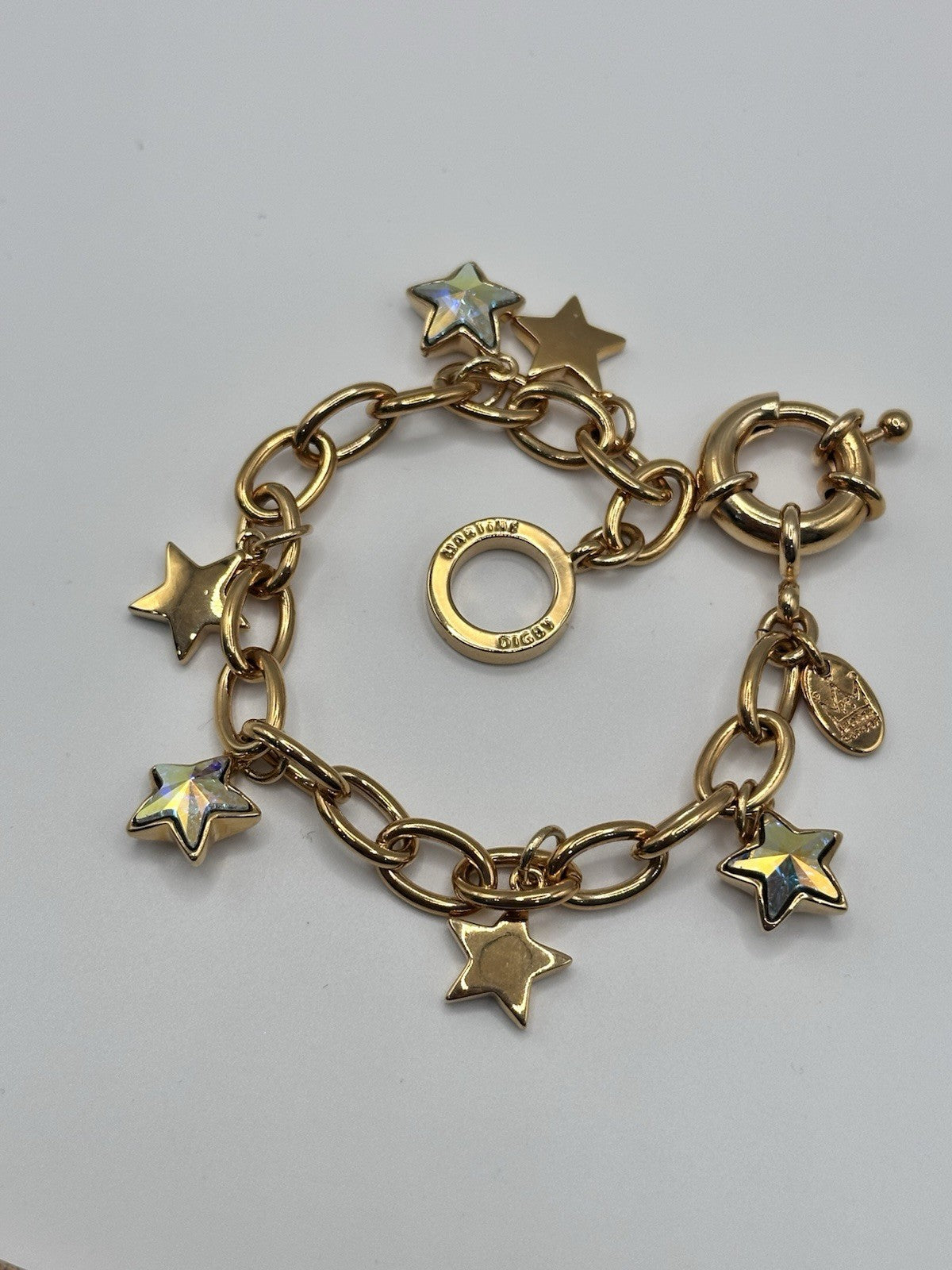 18ct Gold Plated Stars Charm Bracelet Made With Swarovski Crystal