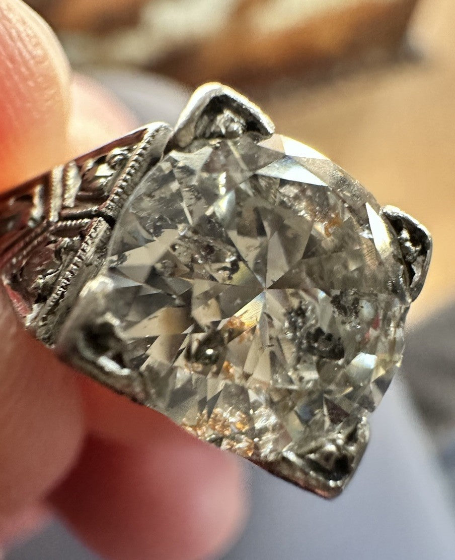 Antique Deco 18ct White Gold 1 3/4 Carat Diamond Ring