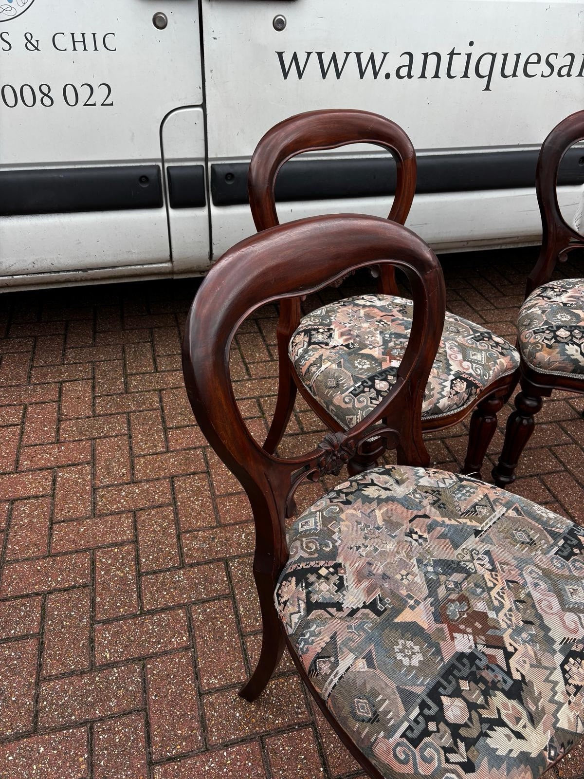 Balloon Back Set Of 4 Mahogany Dining Chairs.