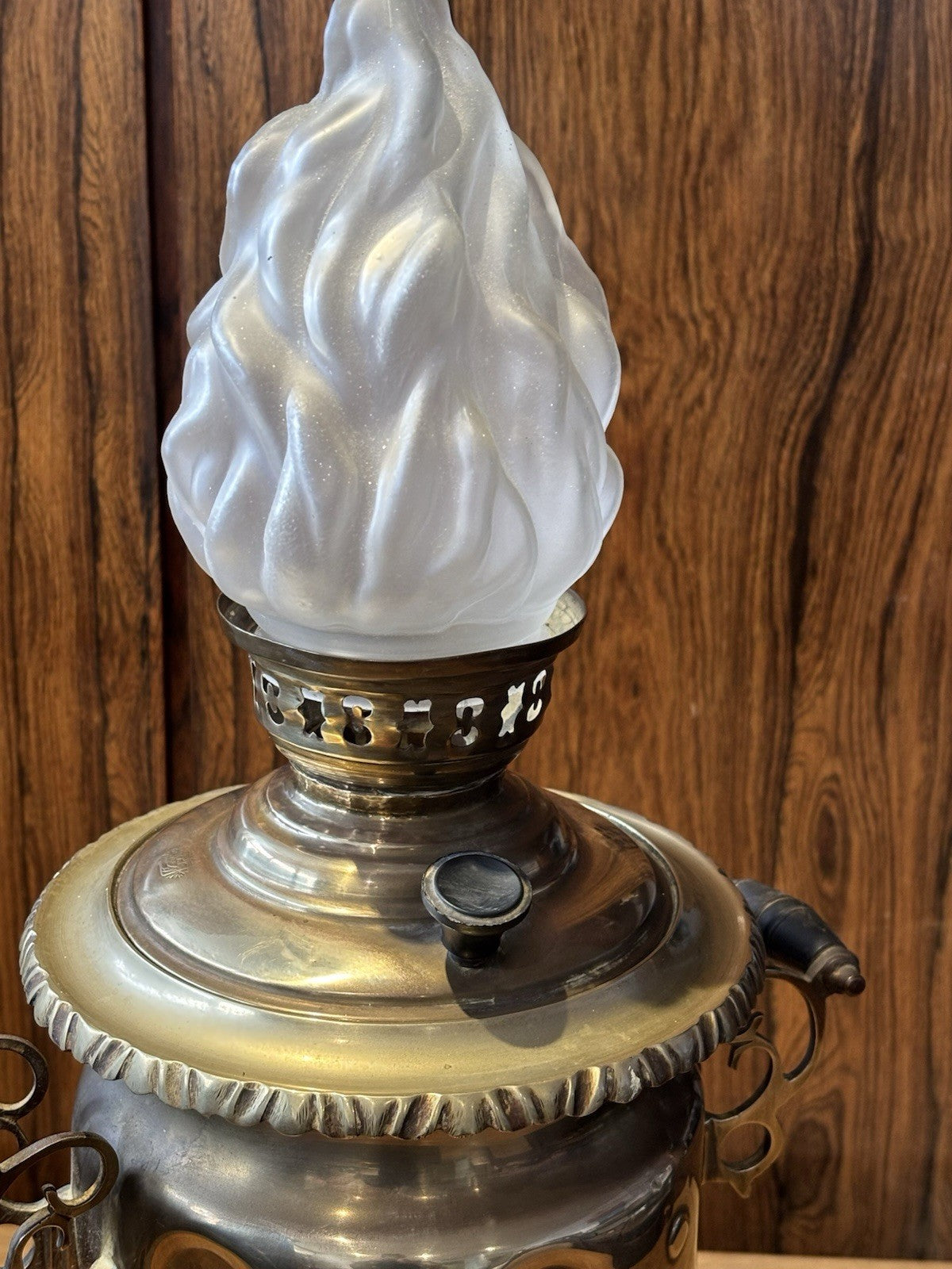 Antique Brass Oil Lamp Converted From An Old Samovar.