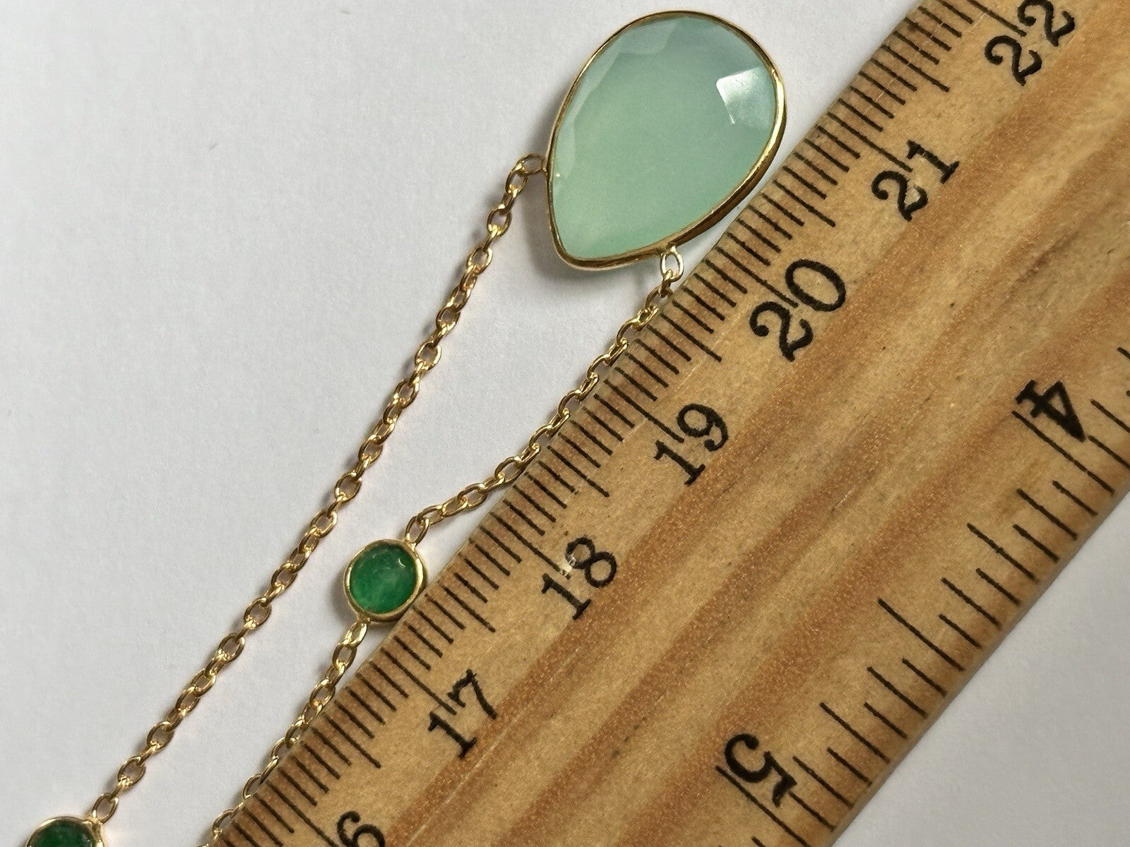 18k Gold Vermeil Plated On 925 Silver Natural Tourmaline And Emerald Necklace
