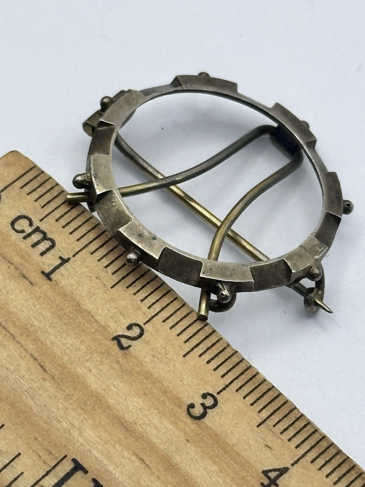 Antique Sterling Silver Gilt Miniature Frame Brooch