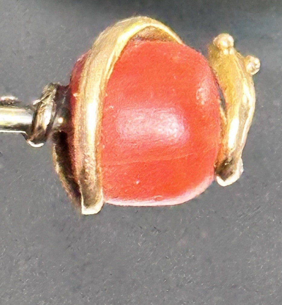 Antique Victorian Edwardian 12ct Gold Coral Snake Pin