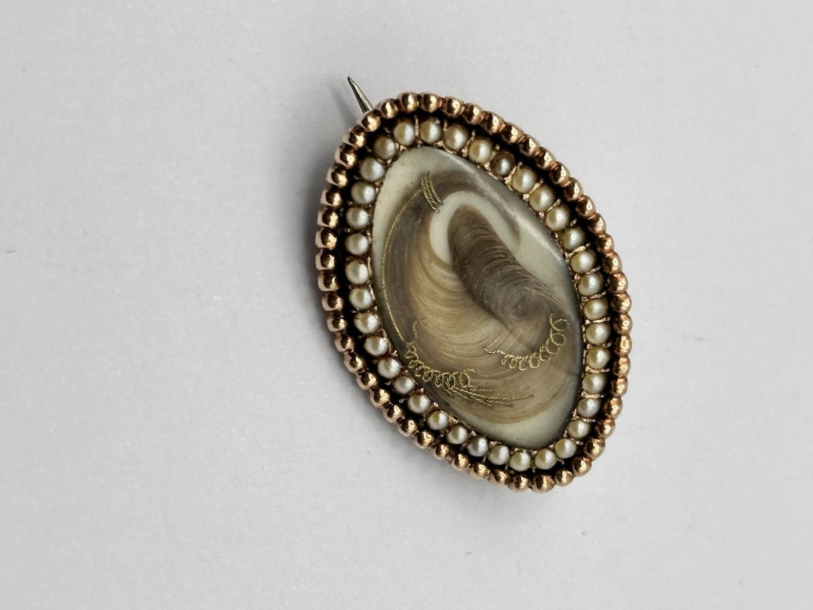 Antique Victorian Georgian 14ct Gold Seed Pearl Mourning Brooch