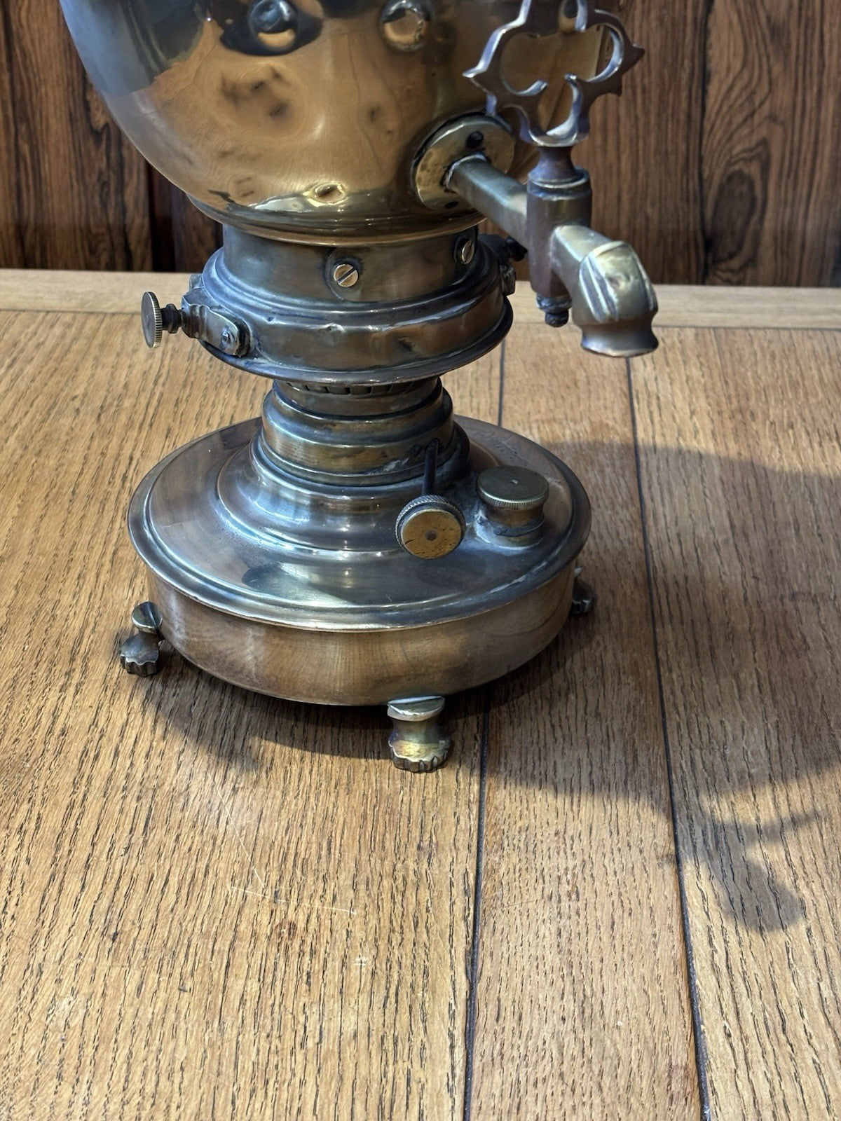 Antique Brass Oil Lamp Converted From An Old Samovar.