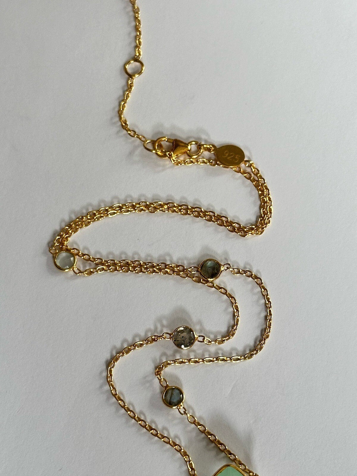 18k Gold Vermeil Plated On 925 Silver Chalcedony And Labradorite Necklace