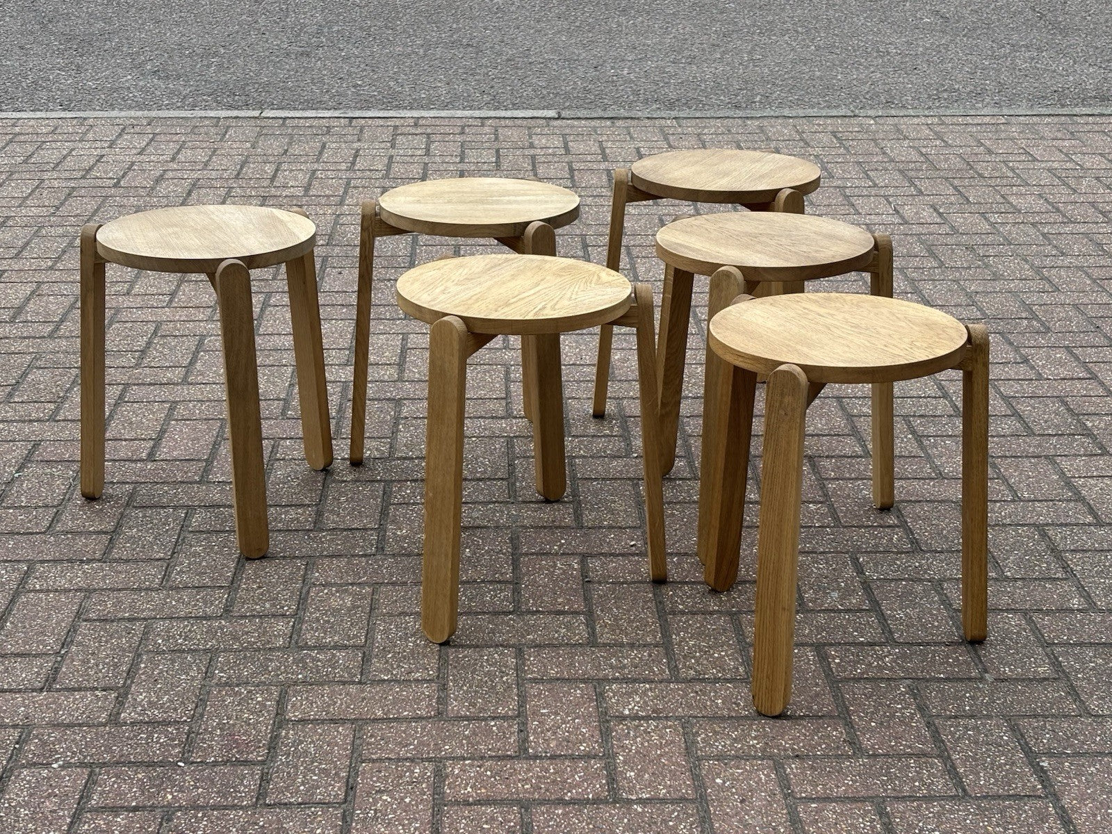 6 Oak Skagerak Nomad Designer Stacking Stools