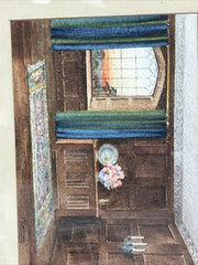 Architectural Watercolour Of A Grand Hall, Signed, M Bateman  & Dated.