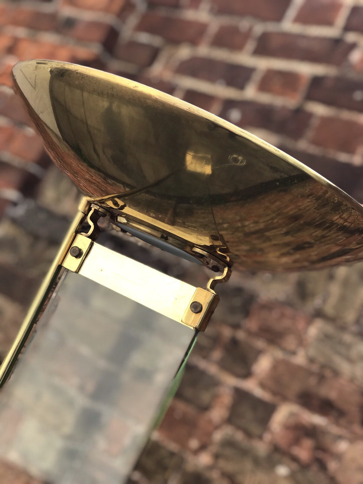 1980's Modernist Designer Glass And Brass Lamp