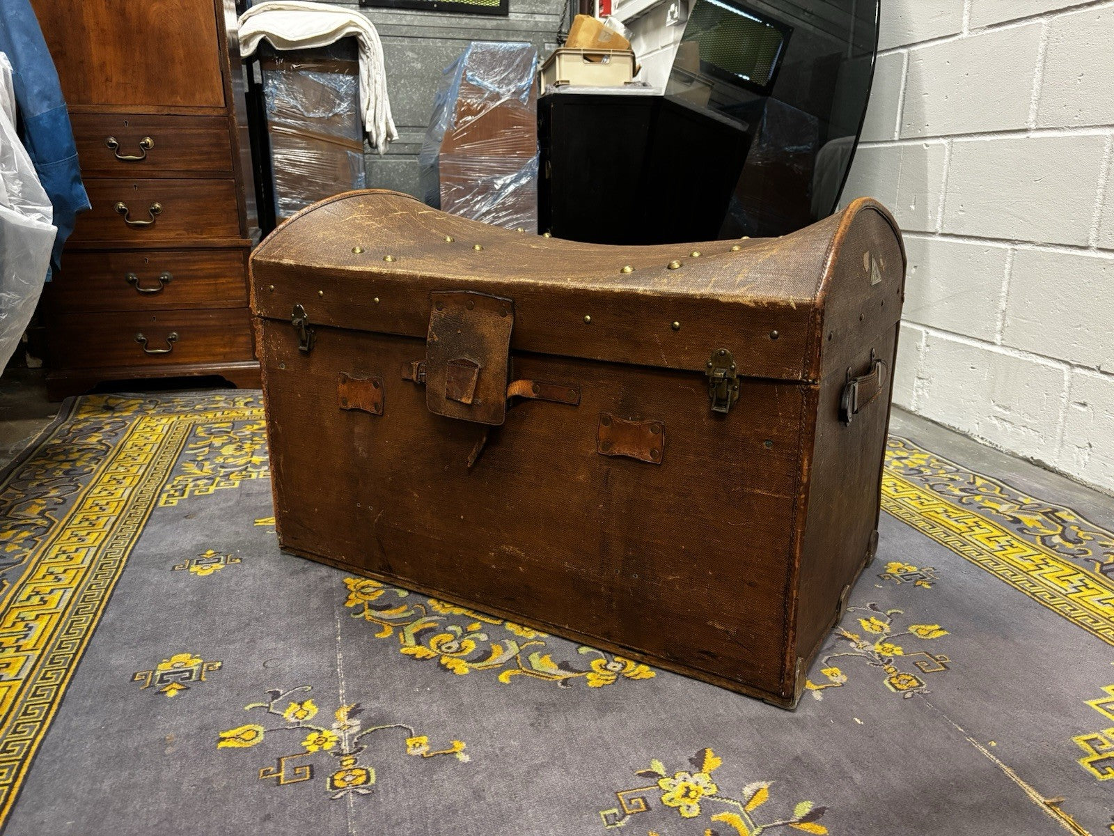 Antique Collection Of Luggage, Trunk, Hat Box & Bag.