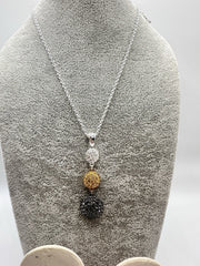18ct Gold & Rhodium Plated Drop Necklace Earring Set Made With Swarovski Crystal