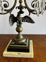 19th Century Gilt Bronze And Gold Gilt Candelabra, Decorated With Birds