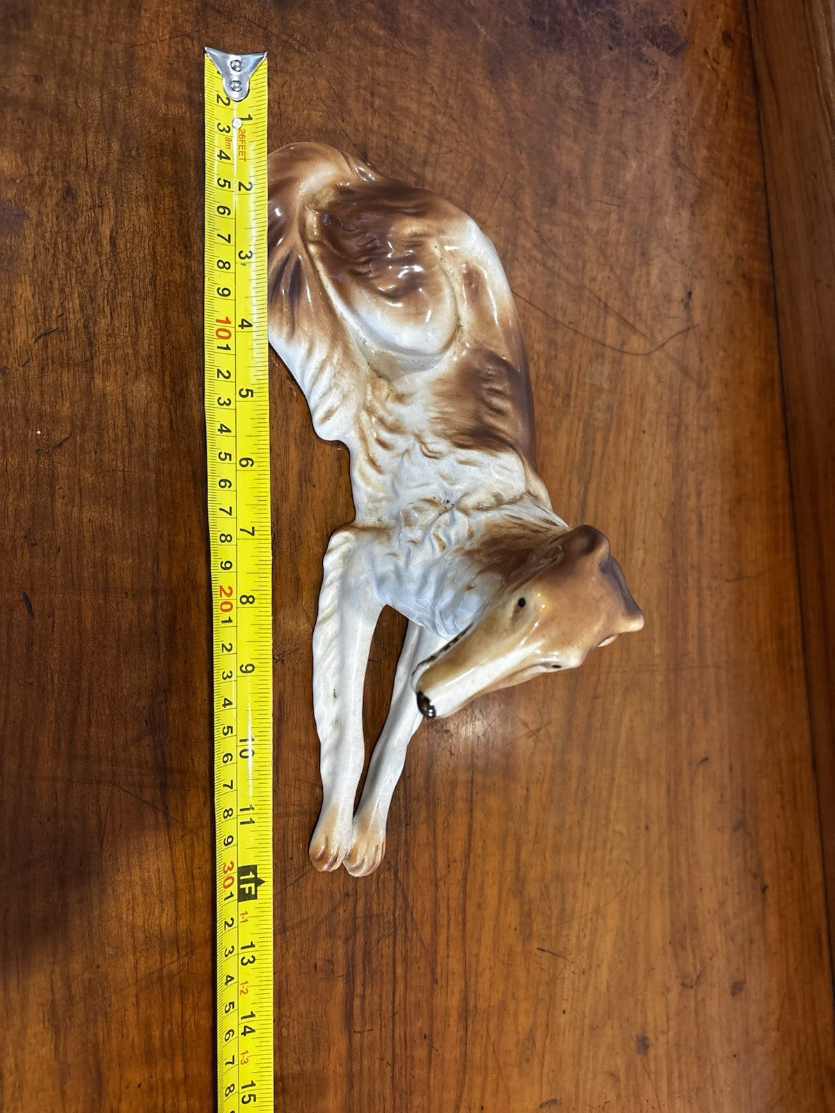 Antique Royal Dux porcelain borzoi dog. Large In Size.