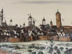 Antique Coloured Engravings  By Conrad Buno Delineaut Of Medieval German Towns
