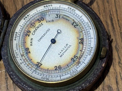 Antique Pocket Barometer Altimeter In Original Leather Case.