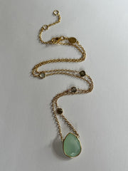 18k Gold Vermeil Plated On 925 Silver Chalcedony And Labradorite Necklace