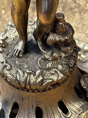 19th Century Gilt Bronze Candlesticks, Boy & Girl Figures, Very Good Quality.
