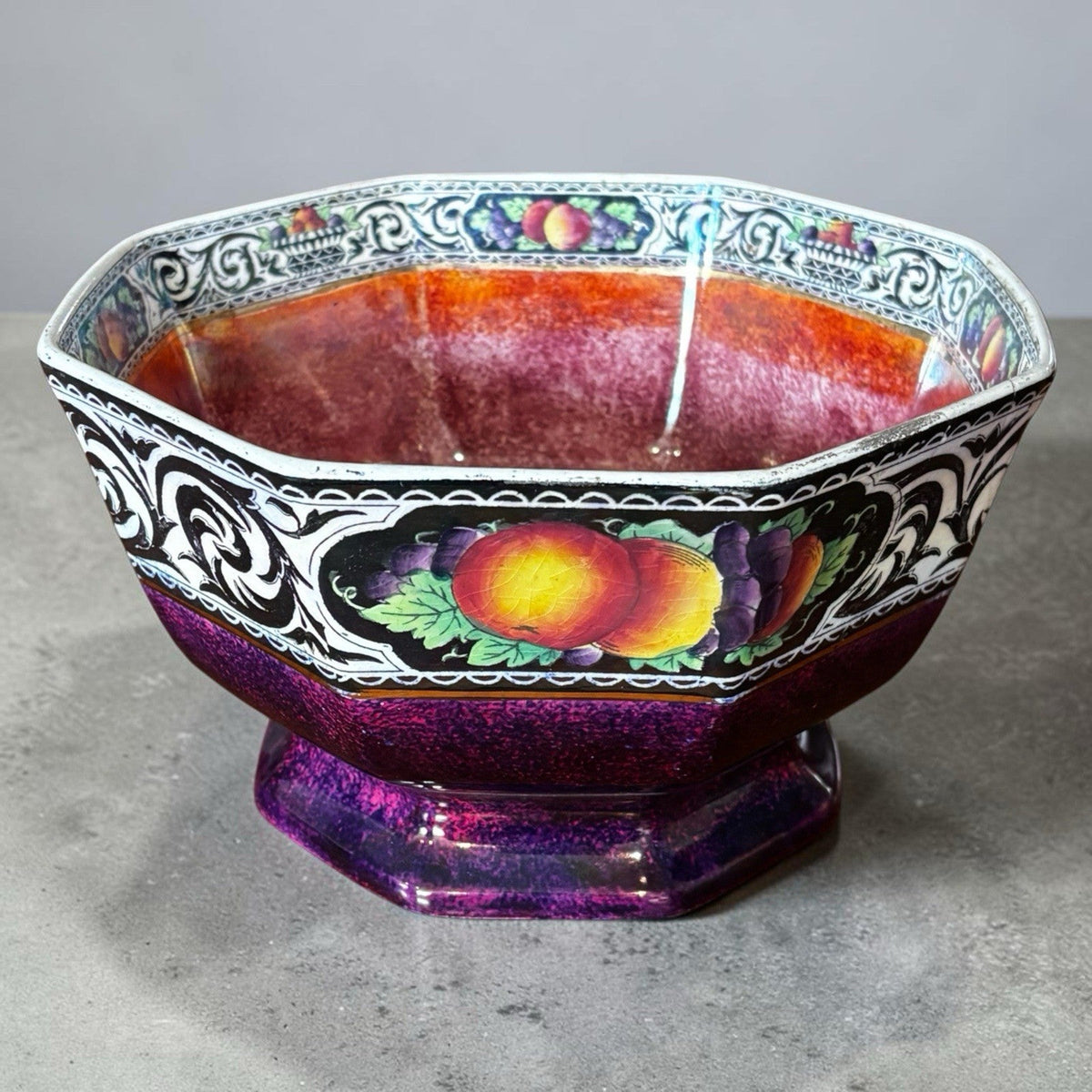 Art Deco Lustre Ware Fruit Bowl Decorated With Fruit