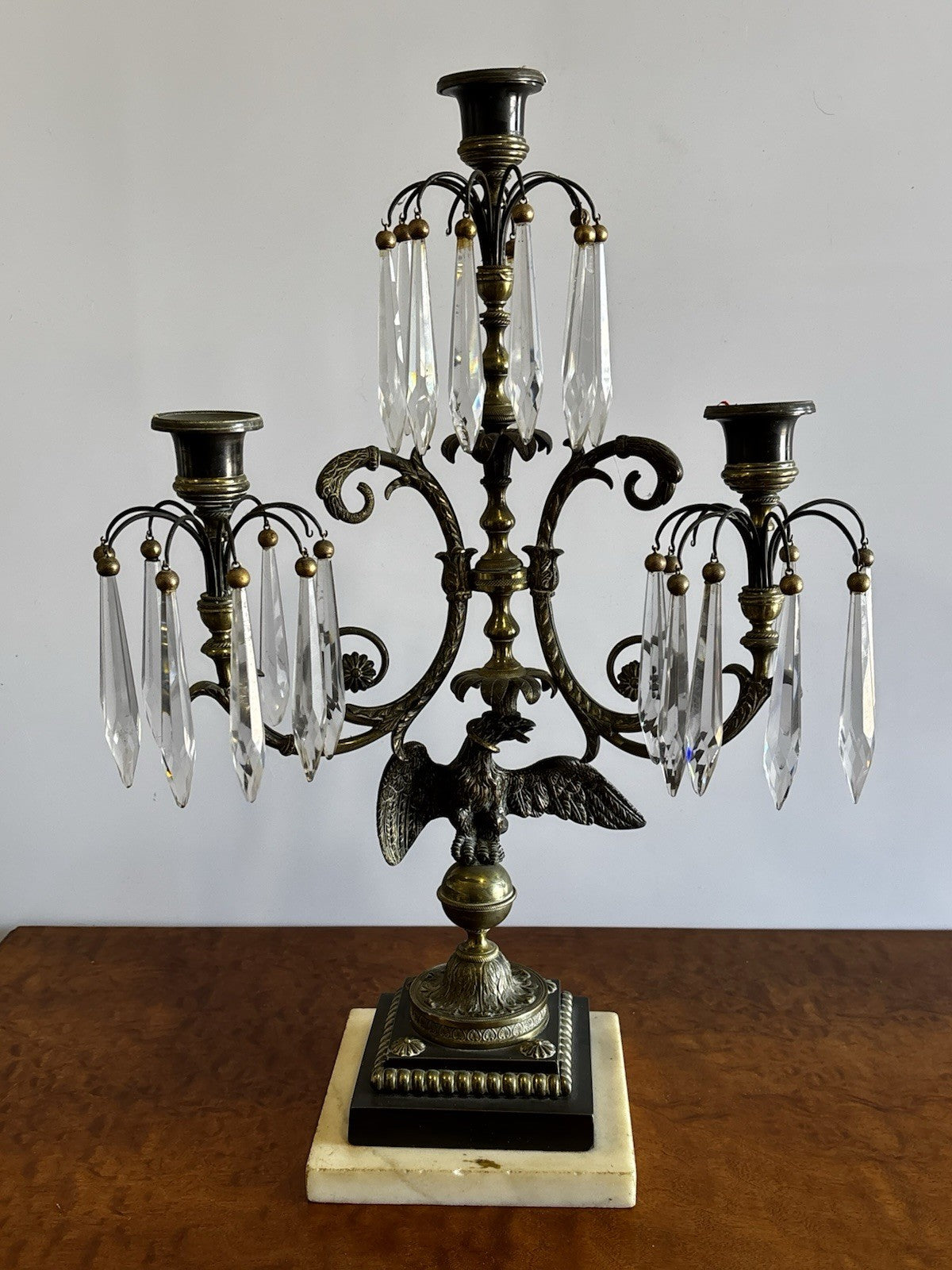 19th Century Gilt Bronze And Gold Gilt Candelabra, Decorated With Birds