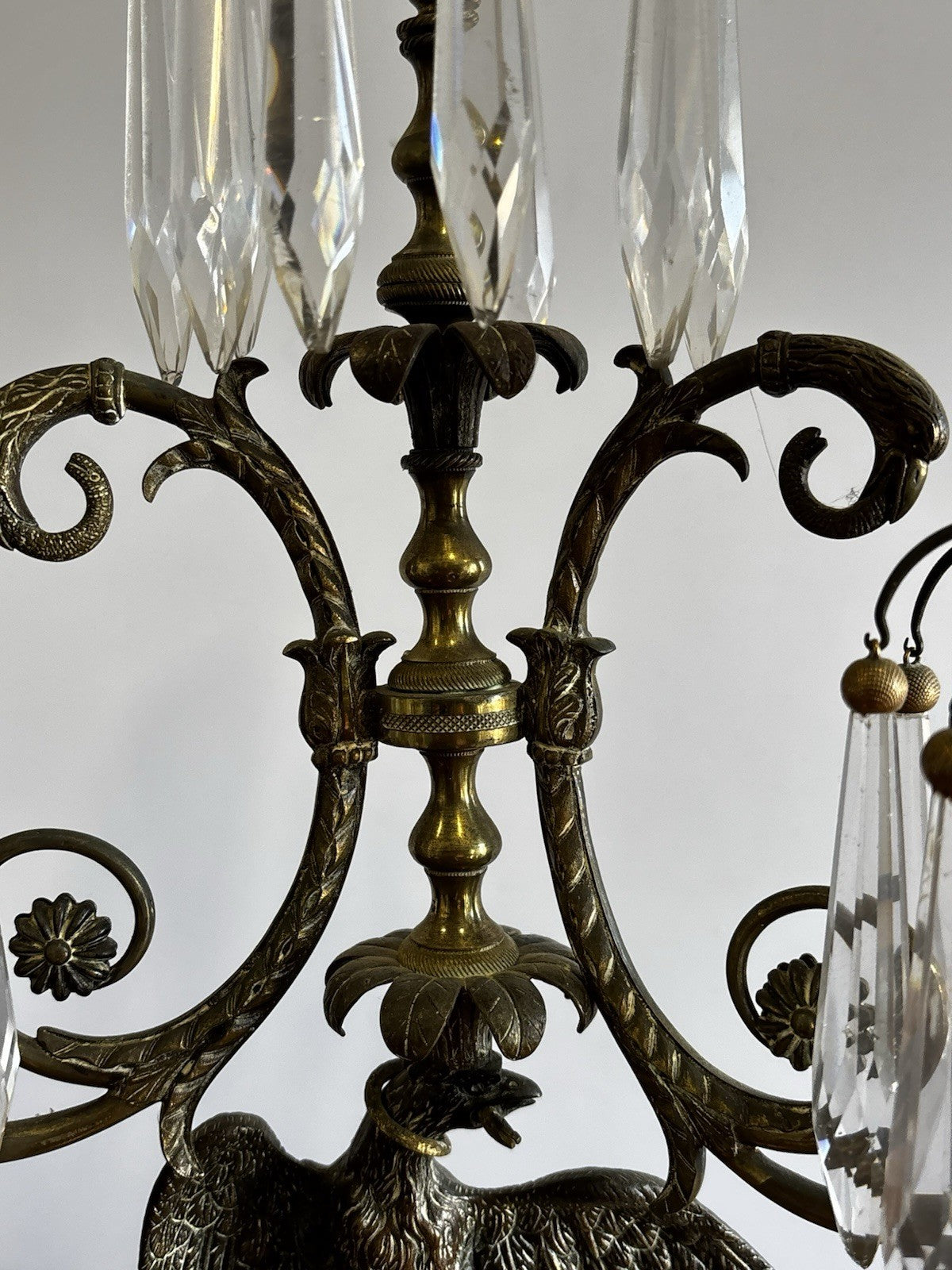 19th Century Gilt Bronze And Gold Gilt Candelabra, Decorated With Birds