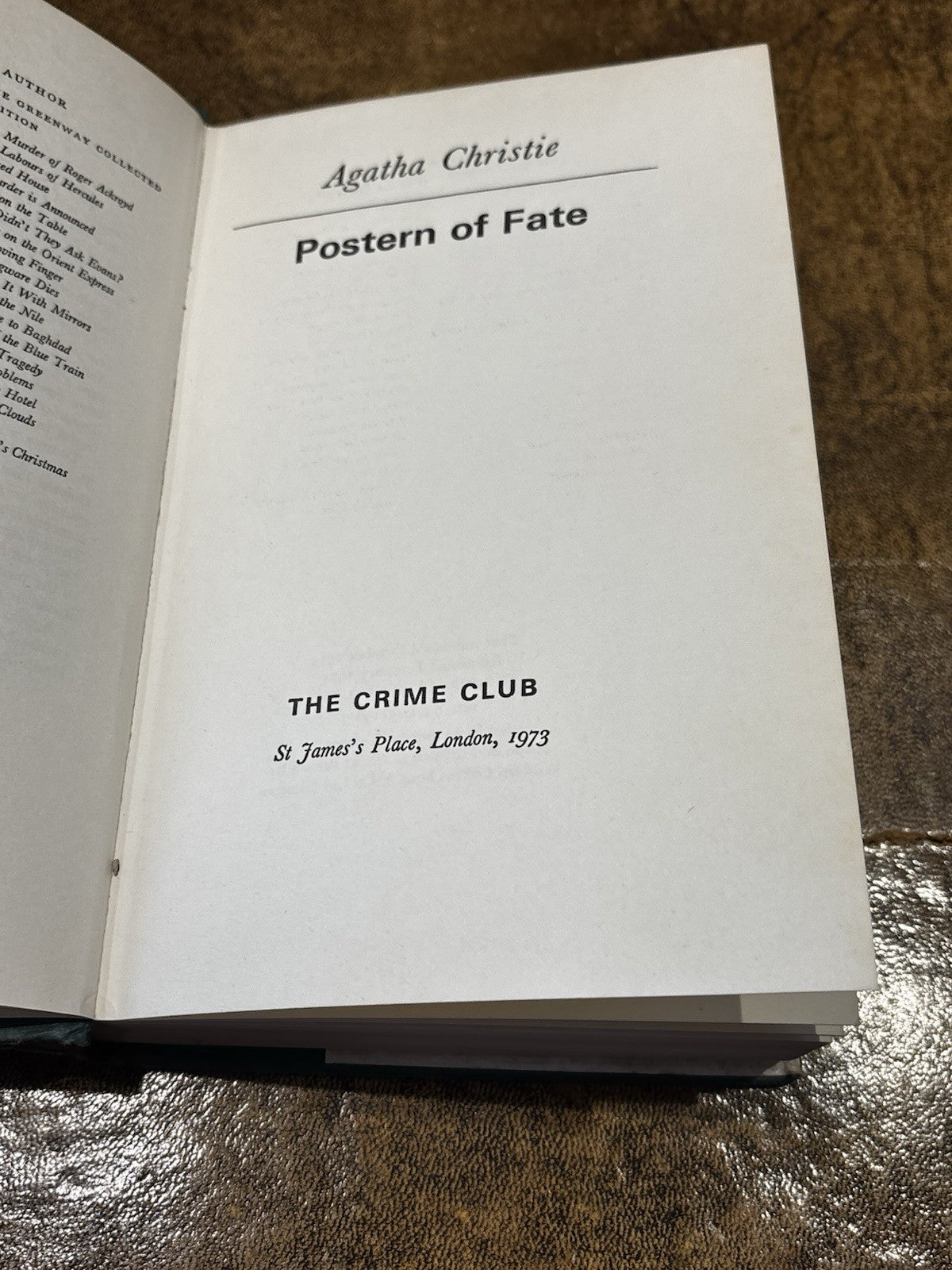 Agatha Christie. Postern Of Fate. Hardback