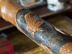 Antique Walking Stick Decorated With Frogs And Snakes