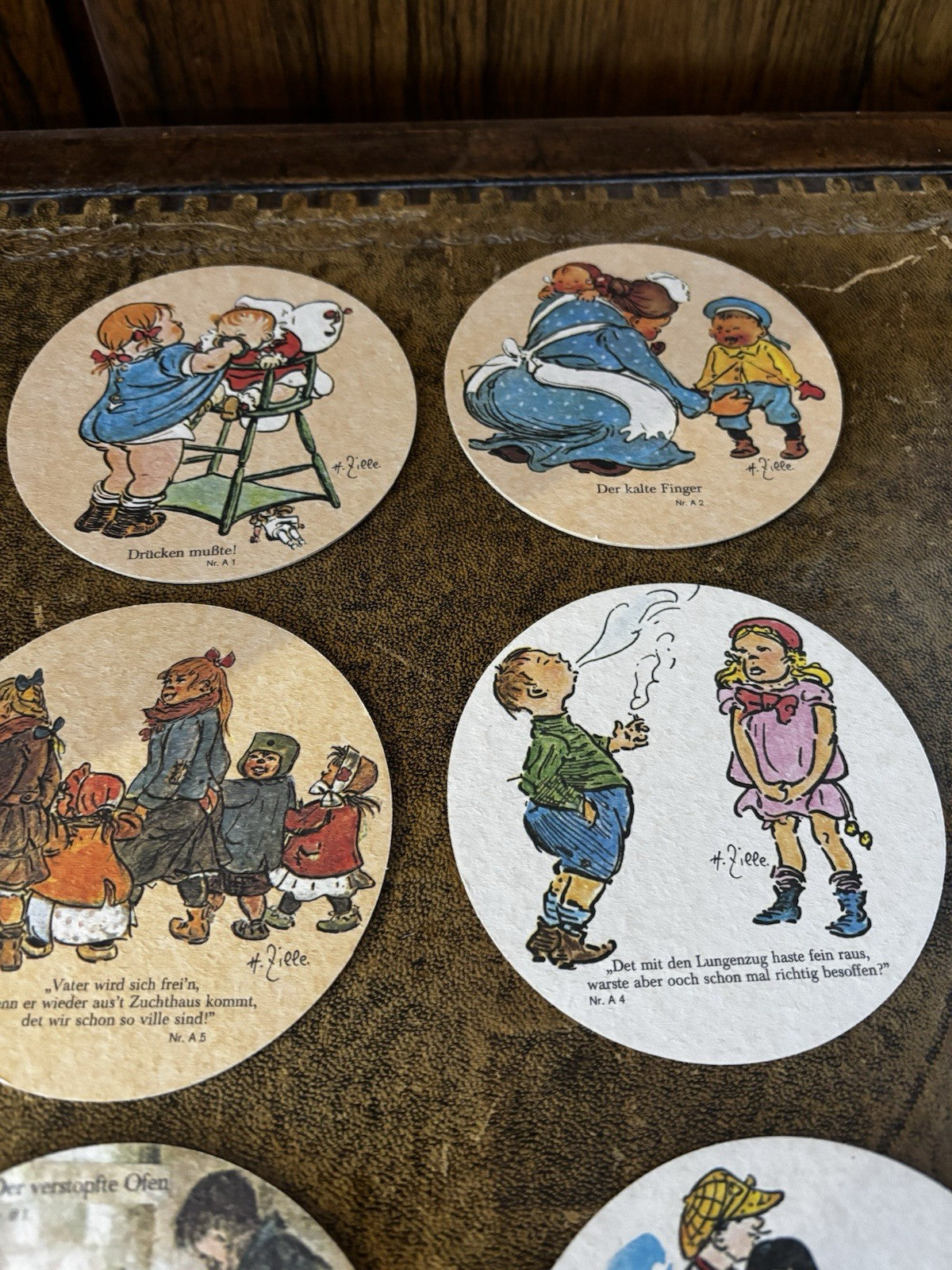 12 Vintage German Beer Coaster: HEINRICH ZILLE Cartoonist