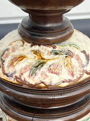 Art Nouveau stand in earthenware and ebonised wood.