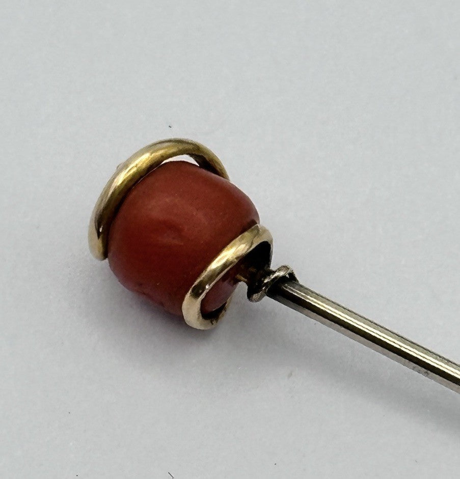 Antique Victorian Edwardian 12ct Gold Coral Snake Pin