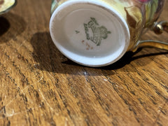 Aynsley Gold Orchard Fruit Cup & Saucer Signed D Jones Bone China