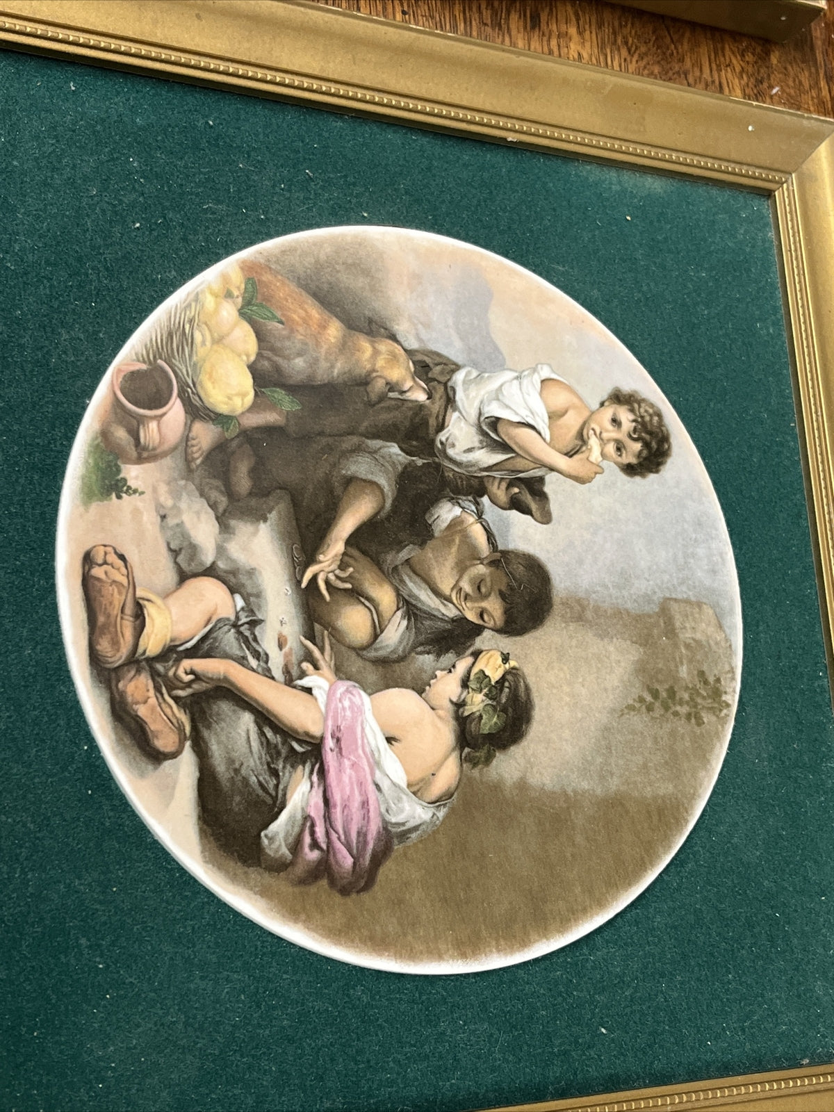 4 Framed Porcelain Plaques. We Ship Worldwide.