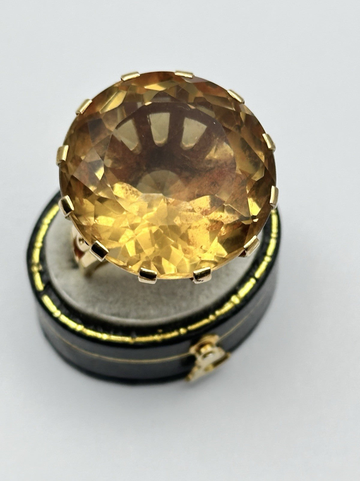 Antique French 18ct Gold Citrine Statement Ring 21.25g