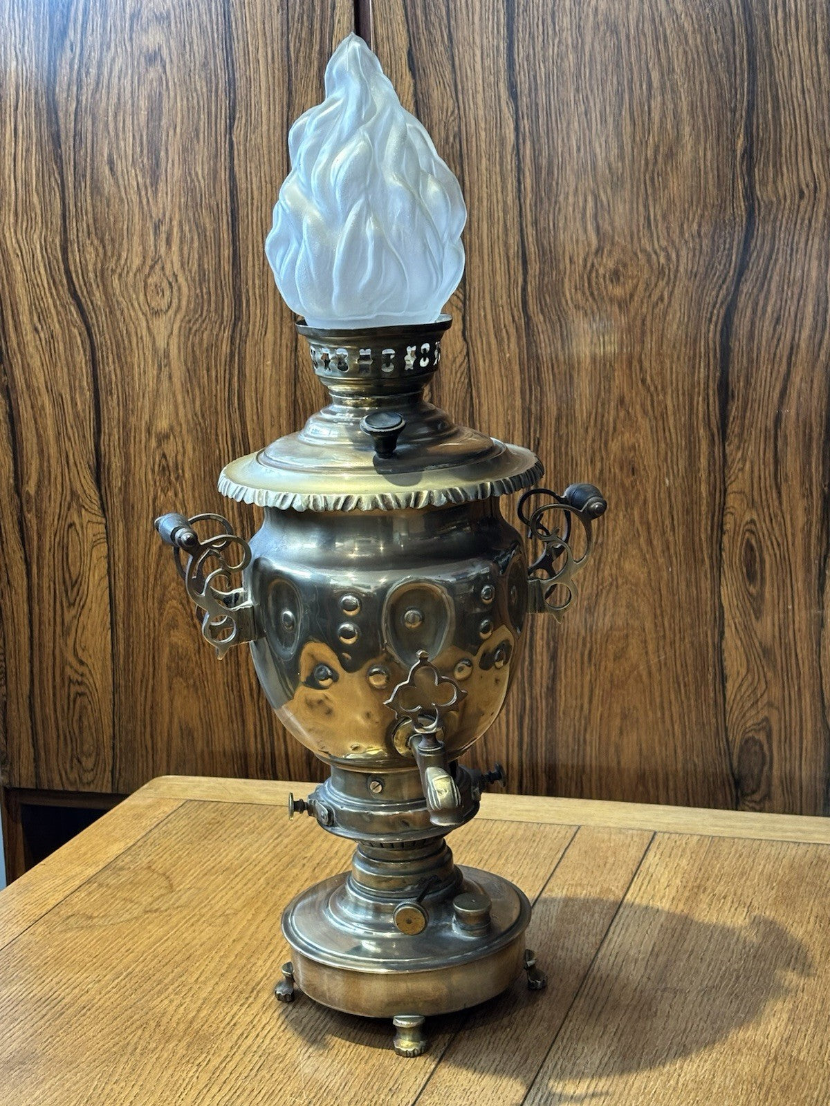 Antique Brass Oil Lamp Converted From An Old Samovar.