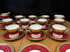 Aynsley Red With Gold Demitasse Tea & Cake Set.