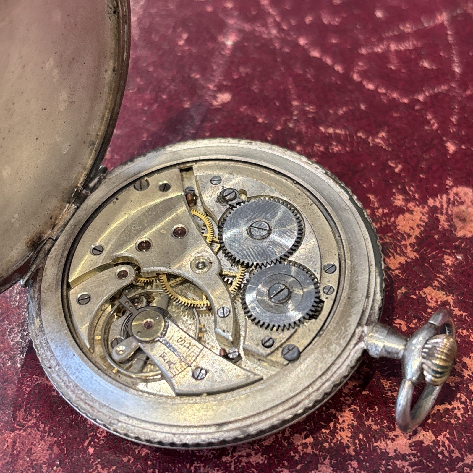 Antique Silver Pocket Watch With Boxing / Fighting Scene On Reverse