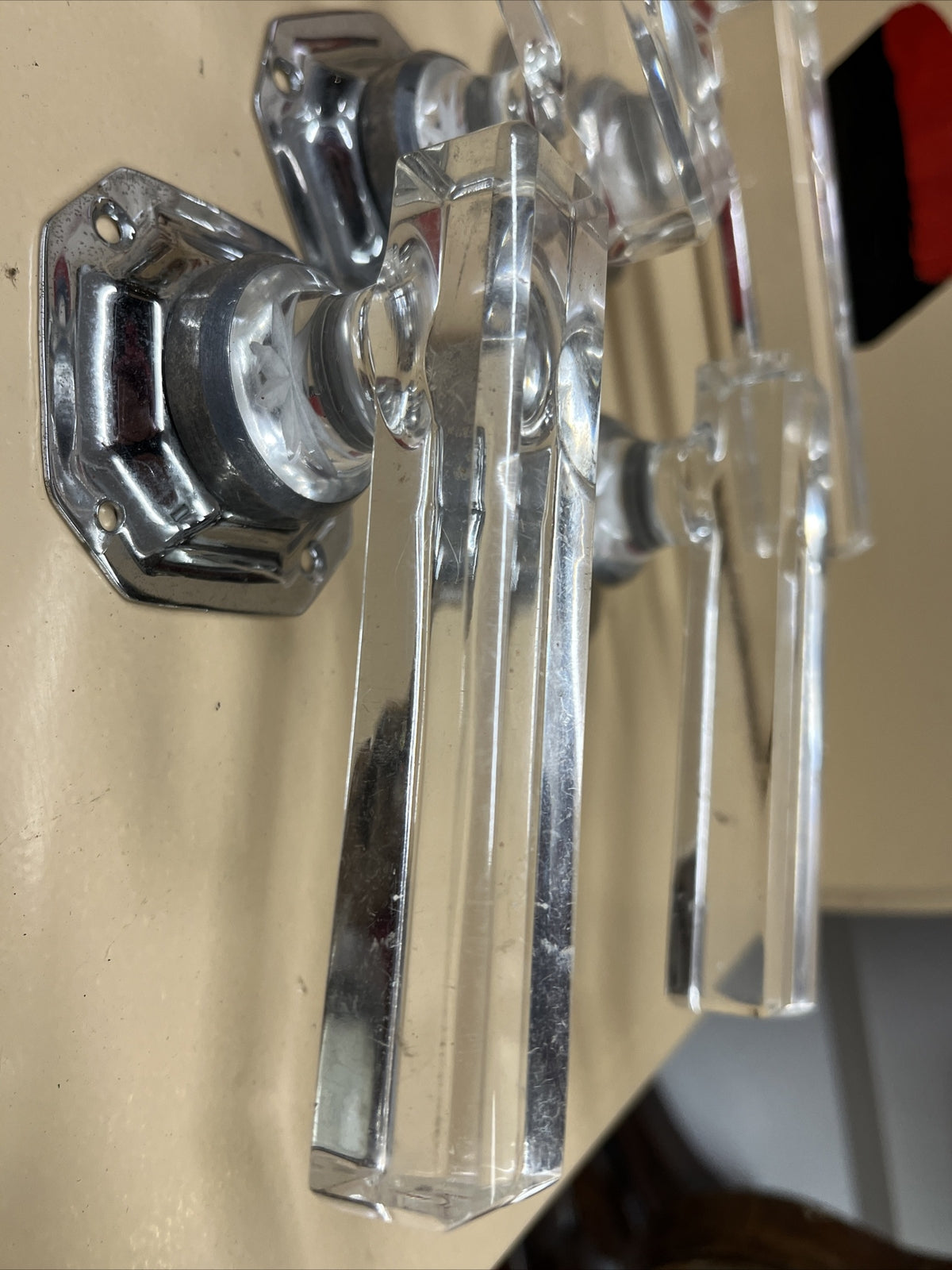 4 Chrome & Plastic Door Handles